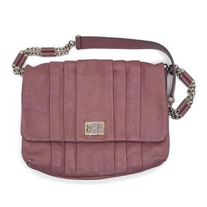 Anya Hindmarch Gracie Pleated Flap Shoulder Bag Mauve Leather